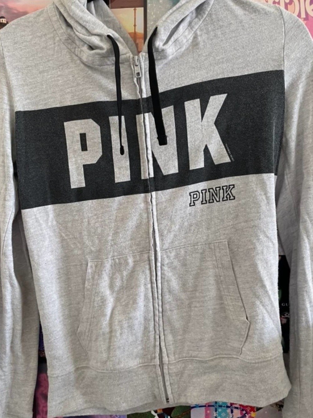 Victoria's Secret PINK Gray and Black Zip Hoodie